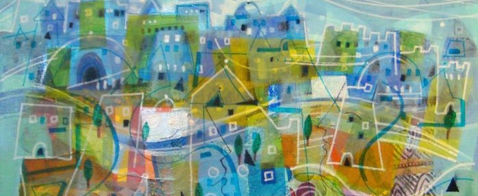 Yoël Benharrouche : La Jérusalem d'en haut Technique mixte 50X60 cm - courtesy Galerie art & emotion