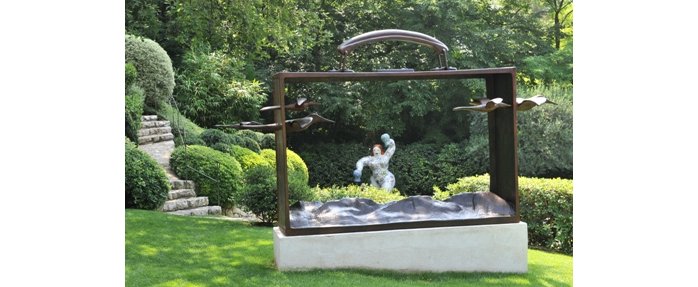 Vue du jardin (oeuvre de Folon, Niki de Saint Phalle)