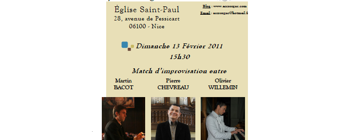 « MATCH D'IMPROVISATION » entre 3 organistes